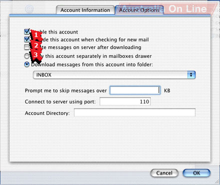 Account Options POP Alert in the Create Account window. 