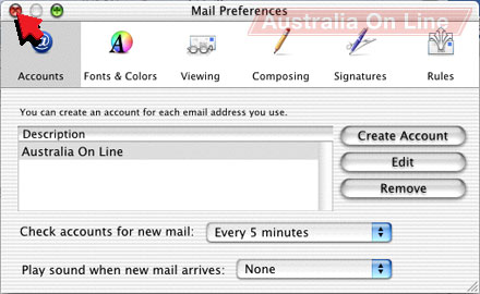 Get Mail button in the Mail window. 